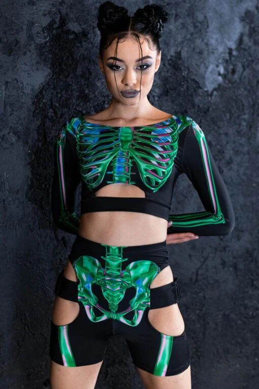 Emerald Skeleton Buckle Biker Shorts