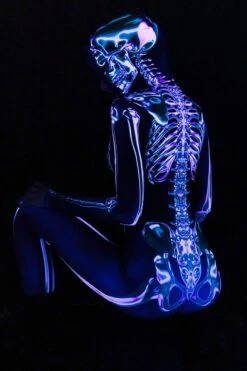 Emerald Skeleton Hooded Costume -Unique Clothing emerald skeleton hooded costume side back view