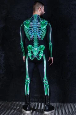 Emerald Skeleton Men Costume -Unique Clothing emerald skeleton men costume back view