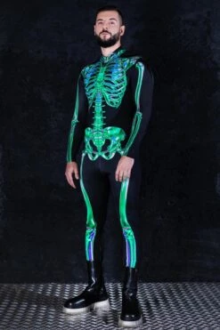 Emerald Skeleton Men Costume -Unique Clothing emerald skeleton men costume side view