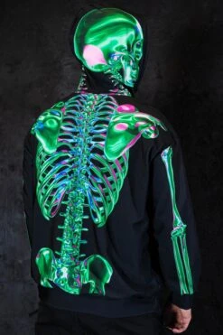 Emerald Skeleton Men Hoodie -Unique Clothing emerald skeleton men hoodie back view