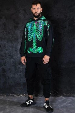 Emerald Skeleton Men Hoodie -Unique Clothing emerald skeleton men hoodie full view