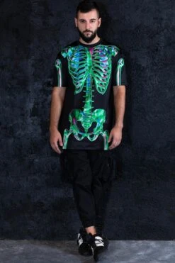 Emerald Skeleton Men Oversized T-Shirt 8 Emerald Skeleton Men Oversized T-Shirt -Unique Clothing emerald skeleton men oversized tee full view