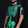 Emerald Skeleton Men Oversized T-Shirt -Unique Clothing emerald skeleton men oversized tee side view