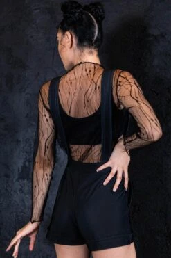 Evil Kitty Shortalls -Unique Clothing evil kitty shortalls back view