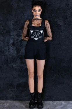 Evil Kitty Shortalls -Unique Clothing evil kitty shortalls full view