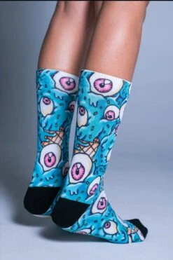 Eyes Cream Crew Socks -Unique Clothing eyes cream socks back view