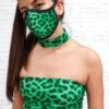 Green Leopard Face Mask -Unique Clothing face mask green leopard