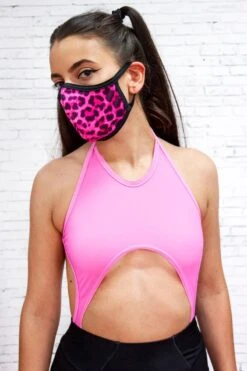 Pink Leopard Face Mask -Unique Clothing face mask pink leopard