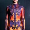 Fire Skeleton Costume 1 Fire Skeleton Costume -Unique Clothing fire skeleton costume close view
