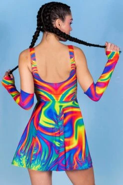 Flameburst Cut Out Skater Dress -Unique Clothing flameburst cut out skater dress back view