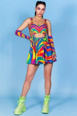 Flameburst Cut Out Skater Dress -Unique Clothing flameburst cut out skater dress front view