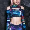 Forbidden Code Cold Shoulder Crop Top