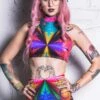 Fractal Collision Halter Neck Top -Unique Clothing fractal collision halter neck top