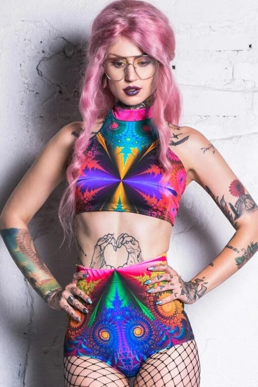 Fractal Collision Halter Neck Top