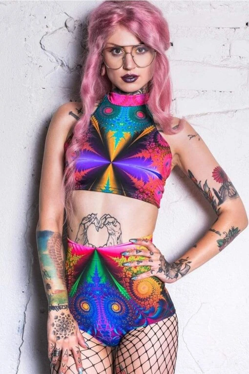 Fractal Collision High Waisted Shorts