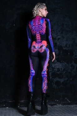 Glitch Skeleton Female Costume -Unique Clothing glitch skeleton female costume back view
