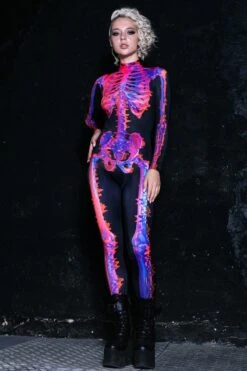 Glitch Skeleton Female Costume -Unique Clothing glitch skeleton female costume full view