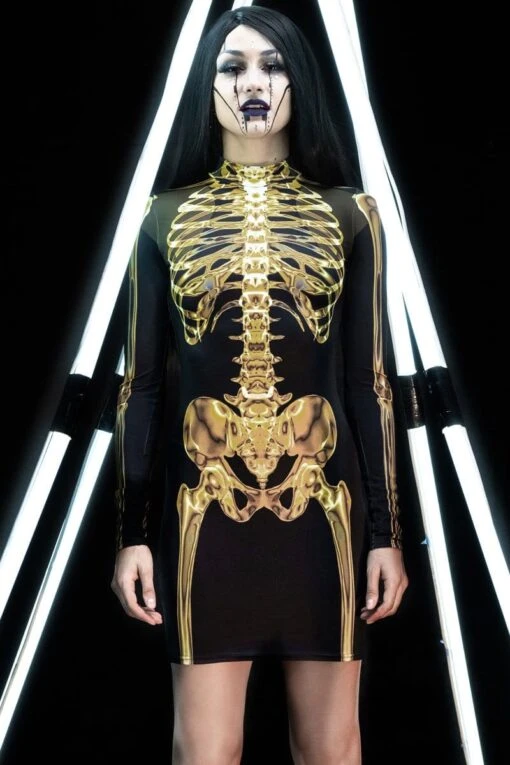 Golden Skeleton Bodycon Dress