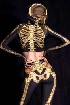Gold Skeleton Hooded Top -Unique Clothing gold skeleton hooded top