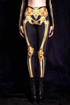 Golden Skeleton Matching Set -Unique Clothing gold skeleton leggings set