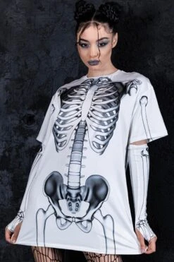 Graphic Skeleton Oversized Tee Dress -Unique Clothing graphic skeleton oversized tee dress close view