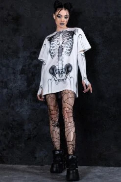 Graphic Skeleton Oversized Tee Dress -Unique Clothing graphic skeleton oversized tee dress full view
