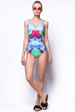 Green Abstract One Piece Swimsuit 7 Green Abstract One Piece Swimsuit -Unique Clothing green abstract swimsuit