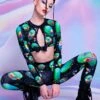 Green Alien Heads Co-Ord Set 1 Green Alien Heads Co-Ord Set -Unique Clothing green alien heads leggings set front view
