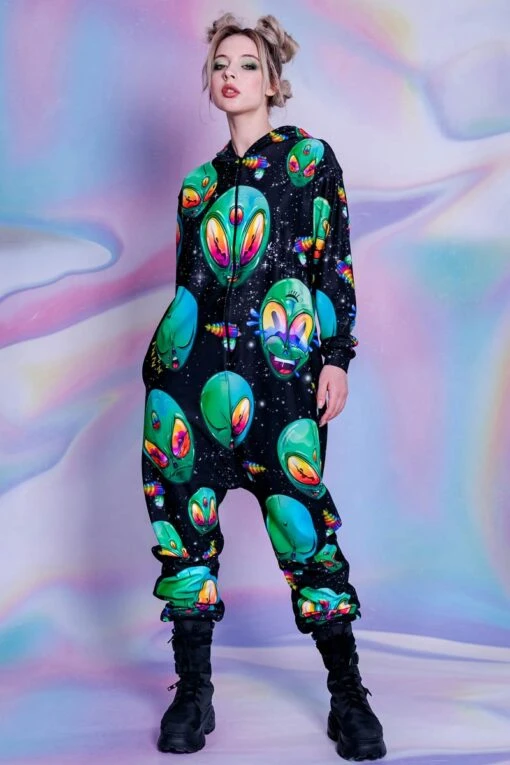 Green Alien Heads Onesie
