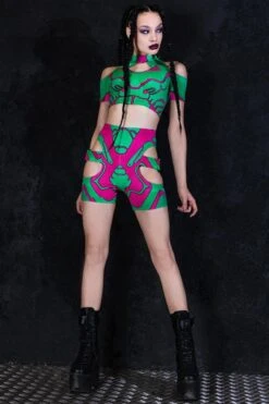 Green Assassin Doll Biker Shorts -Unique Clothing green assassin doll biker shorts full view