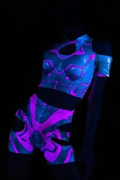 Unique Clothing -Unique Clothing green assassin doll biker shorts set close view