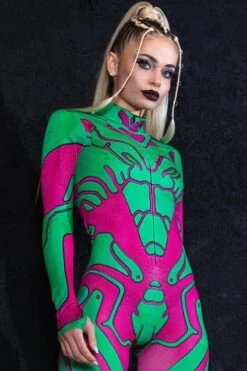 Green Assassin Doll Costume -Unique Clothing green assassin doll costume close view