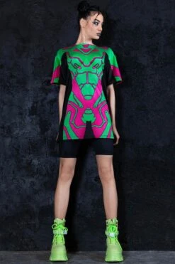 Green Assassin Doll Tee Dress -Unique Clothing green assassin doll tee dress full view