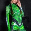 Green Biomechanical Catsuit -Unique Clothing green biomechanic catsuit