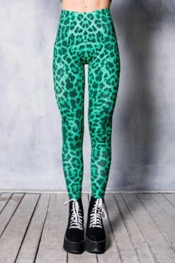 Green Leopard Leggings Set -Unique Clothing green leopard bottom