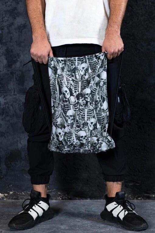 Grey Skeletons Drawstring Bag