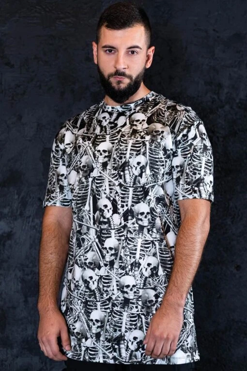 Grey Skeletons Men Oversized Tee Shirt