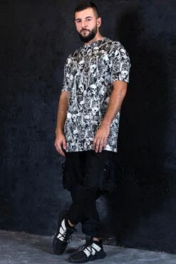 Grey Skeletons Men Oversized Tee Shirt 9 Grey Skeletons Men Oversized Tee Shirt -Unique Clothing grey skeletons men oversized tee full view