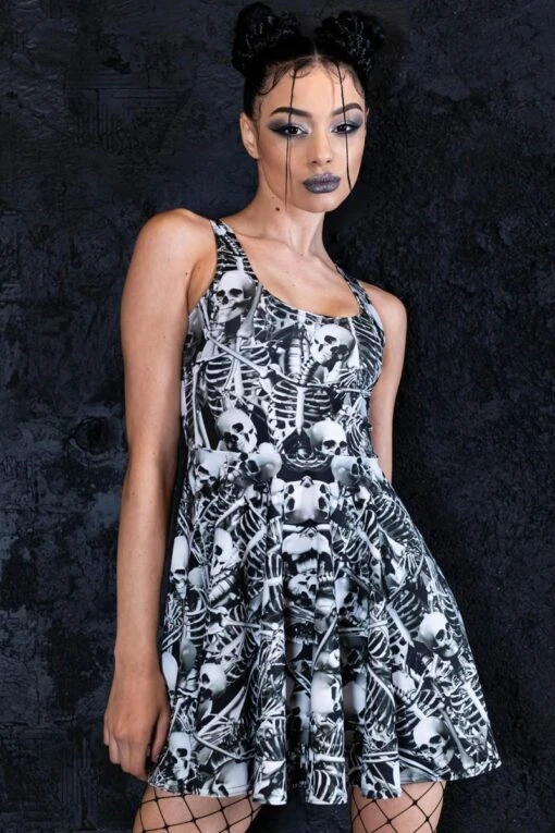 Grey Skeletons Skater Dress
