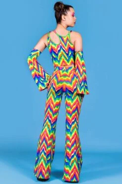 Groovy Rainbow Bell Bottoms Set -Unique Clothing groovy rainbow bell bottoms set back view