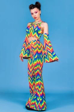Groovy Rainbow Bell Bottoms Set -Unique Clothing groovy rainbow bell bottoms set side view