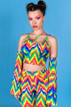 Groovy Rainbow Crop Top -Unique Clothing groovy rainbow crop top close view