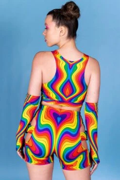 Groovy Unicorn Buckle Biker Shorts 8 Groovy Unicorn Buckle Biker Shorts -Unique Clothing groovy unicorn buckle biker shorts back view