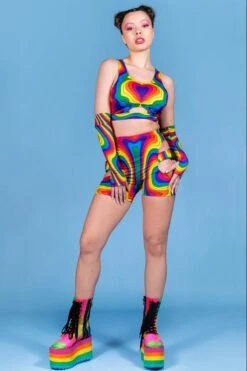 Groovy Unicorn Buckle Biker Shorts 9 Groovy Unicorn Buckle Biker Shorts -Unique Clothing groovy unicorn buckle biker shorts front view