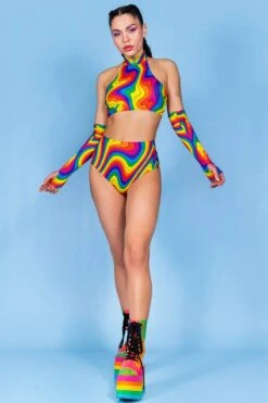 Groovy Unicorn Halter Neck Top -Unique Clothing groovy unicorn halter neck top front view