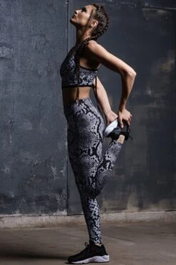 Grey Snakeskin Workout Leggings -Unique Clothing high waisted leggings snake