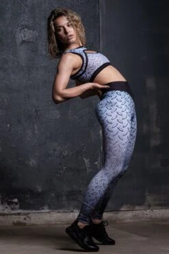 Steel Plate Workout Leggings -Unique Clothing high waisted leggings steel plate