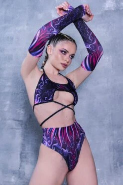 Indigo Dancer Booty Shorts Set 9 Indigo Dancer Booty Shorts Set -Unique Clothing indigo dancer thong shorts set full view
