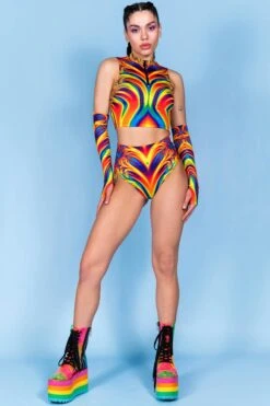 Lava Kiss Booty Shorts -Unique Clothing lava kiss booty shorts front view